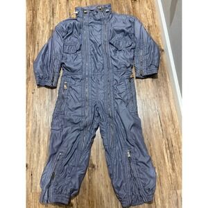 Vintage Jet Set 80's Shoulder Pads One Piece Snowsuit Metallic Ski Jumpsuit Sz 4